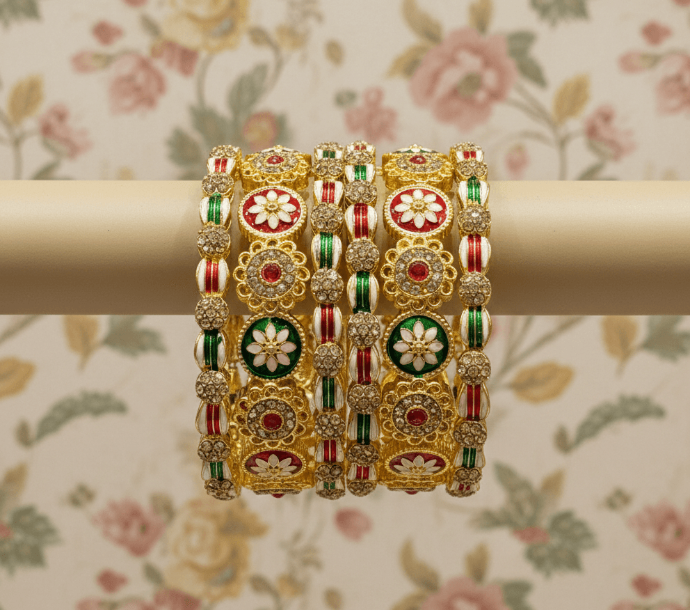 Bridal Gold Plated Traditional Bangle Set (6 Pieces)