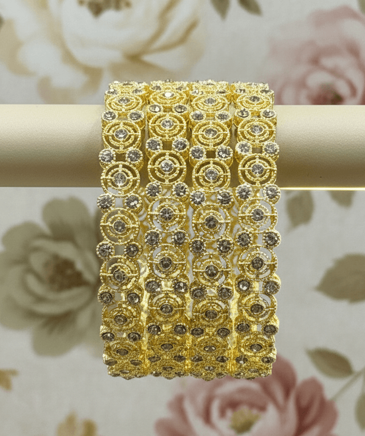 Royal Sparkle Gold Plated Designer Bangles Set